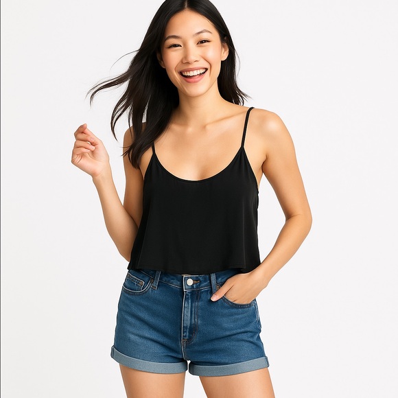 BRANDY MELVILLE Sexy Black Semi-Sheer Tank Top or Teddie Size L - Picture 1 of 9